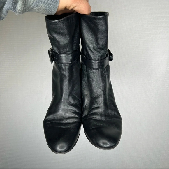 Stuart Weitzman | Black Slip On Wedge Heeled Bootie 6.5 - Picture 2 of 6